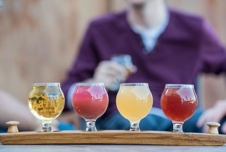 A flight of craft beers