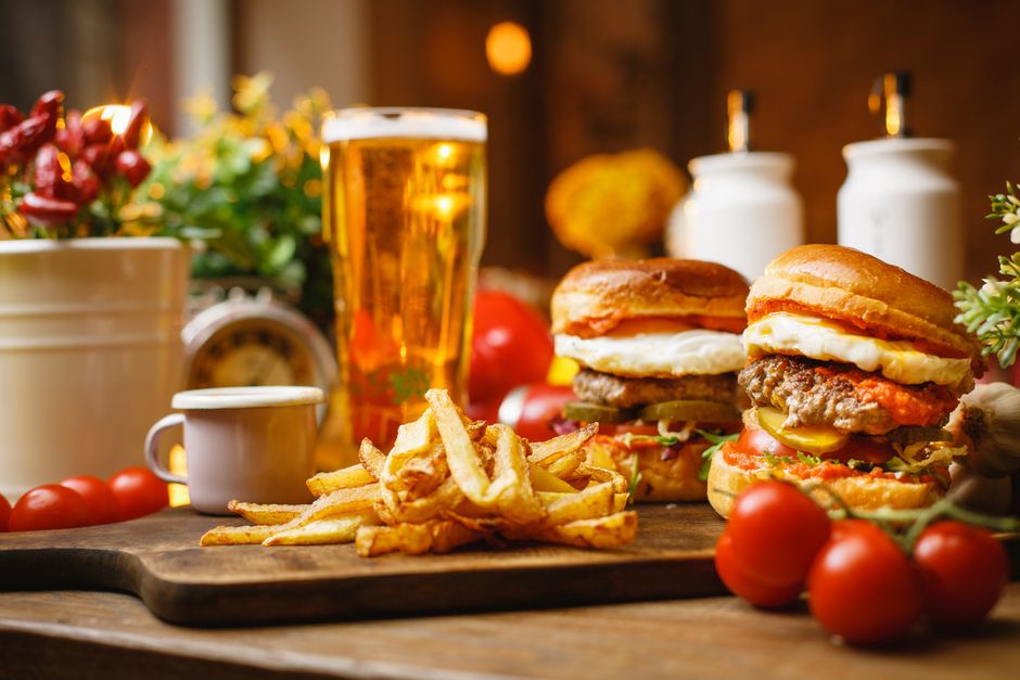 A loaded food platter on a table